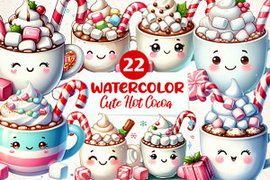 Watercolor Cute Hot Cocoa Png Clipar, an Illustration by CreationArt
