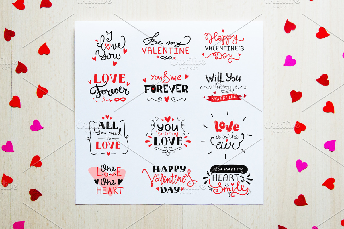 St. Valentine's Lettering Set, a Decorative Illustration by Trapezoid (Photo 1 of 2)