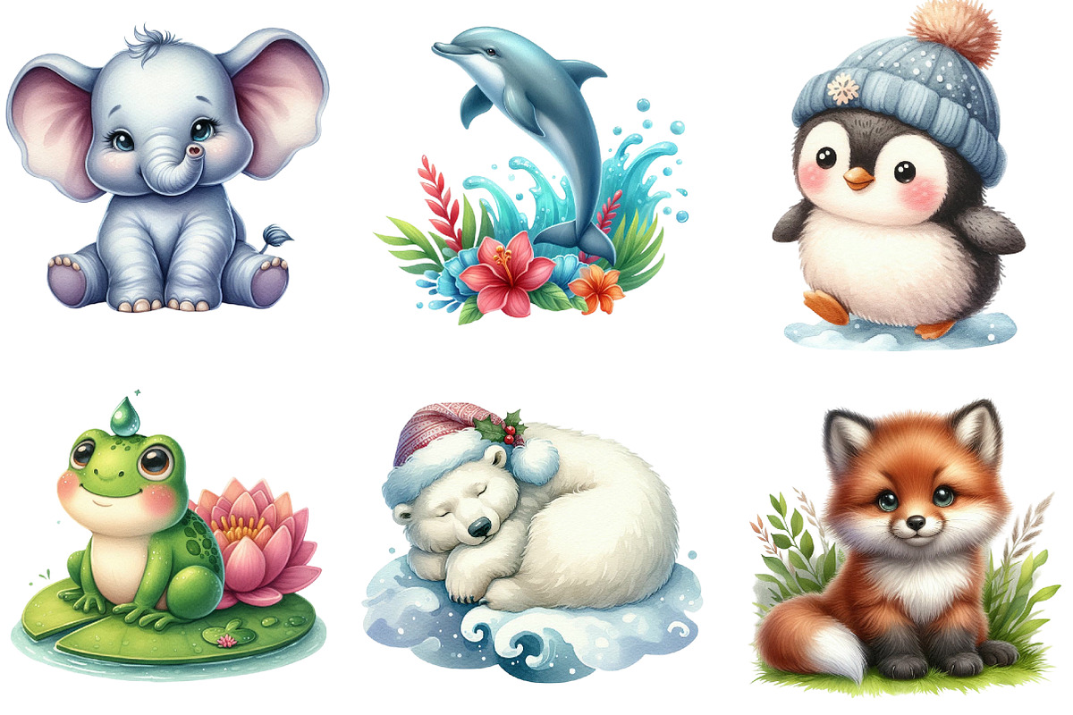Watercolor Animal Clipart, a Seasonal Illustration by DreamArtGraphic (Photo 3 of 4)