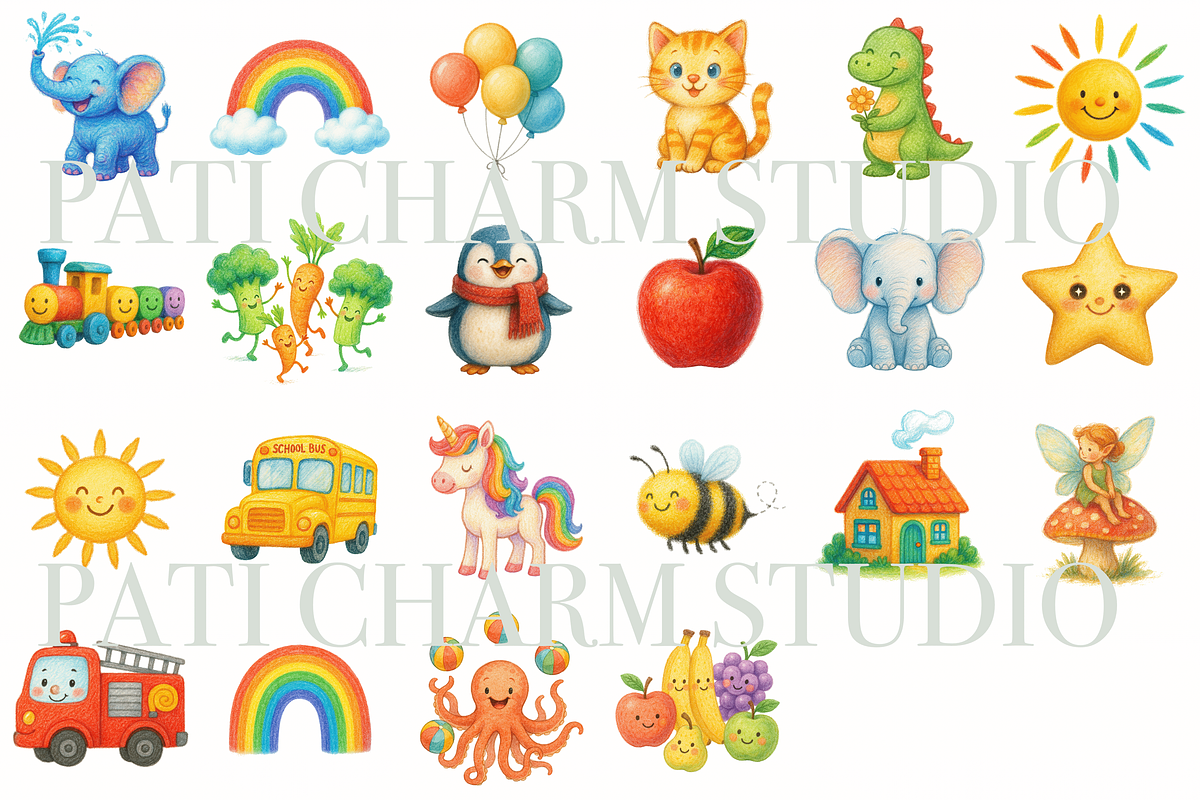 22 Crayon Doodle, a Decorative Illustration by Pati Charm Studio (Photo 2 of 8)