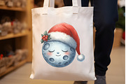 Christmas Sleepy Moon Clipart PNG, a Seasonal Illustration by Rose Art (Thumbnail 4 of 6)