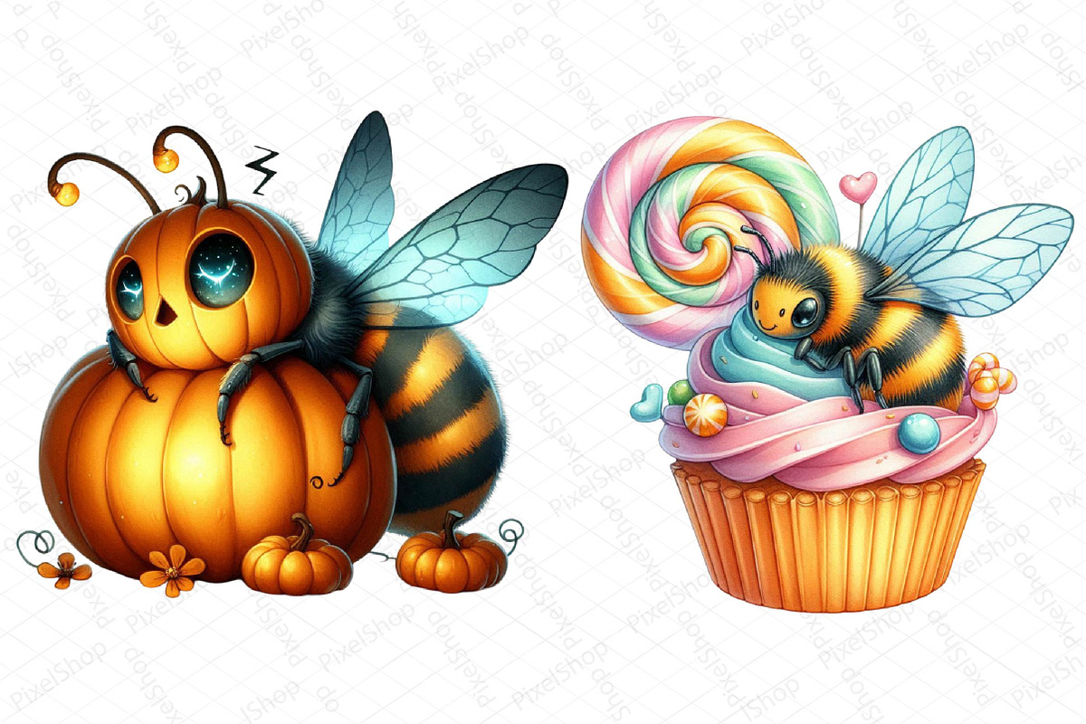 Watercolor Soft Purple Halloween Bee, an Illustration by DreamPrint404 (Photo 3 of 5)