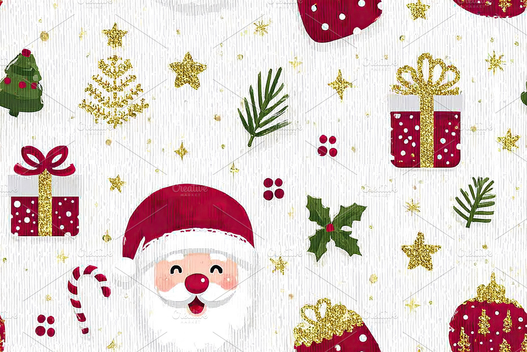 Colorful Christmas wrapping paper design with festive elements, a Background Photo by OSORIOartist