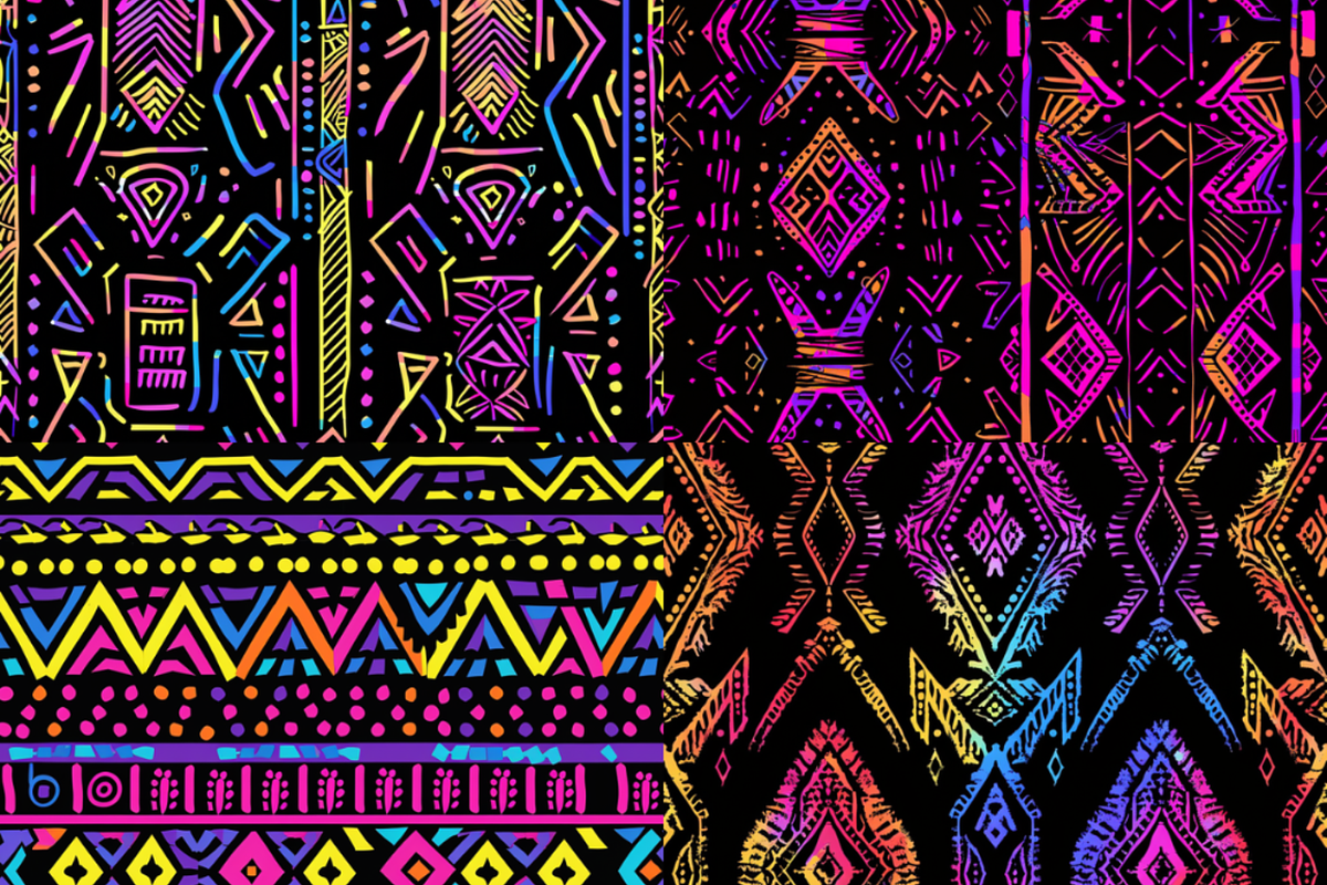 Neon Tribal Seamless Patterns, a Pattern Graphic by PrintablesByFranklyn (Photo 2 of 6)