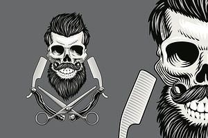 Breaded Skull Razors And Scissors