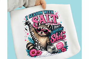 I Season with Salt Funny Raccoon PNG, a Seasonal Illustration by designcity5