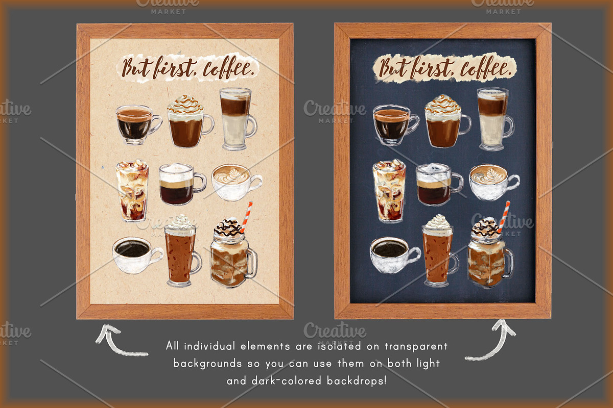 Coffee Drinks and Desserts Clip Art, a Food Illustration by Cynthia Arre (Photo 5 of 7)