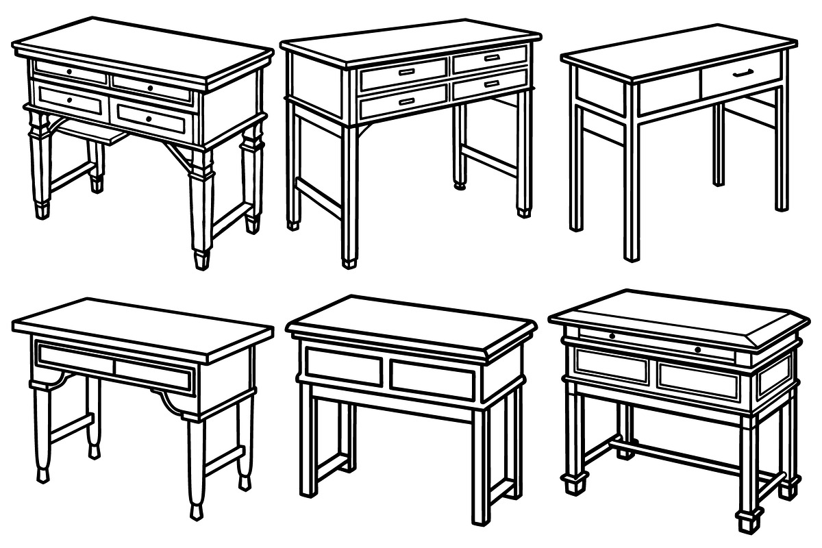 Antique writing desks with drawer, an Object Graphic by Billah Hub