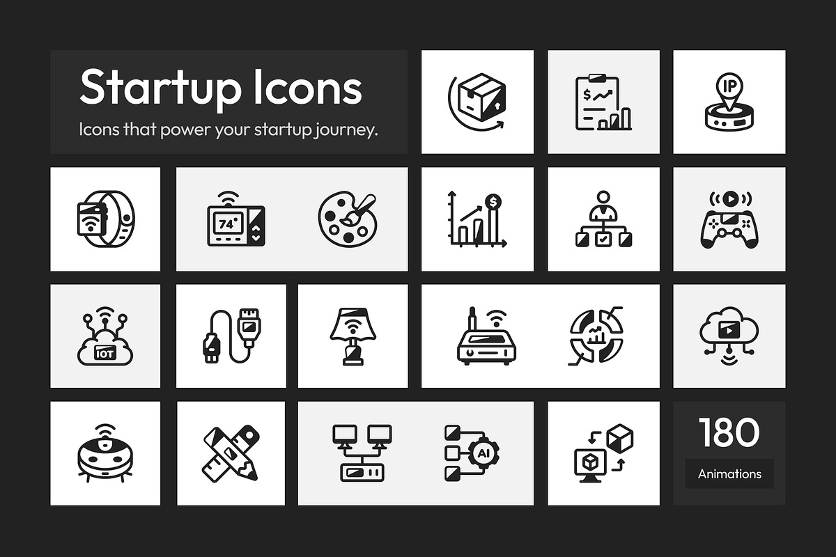 Animated Startup Icons Art Set, a Solid Icon by Prosymbols (Photo 1 of 4)