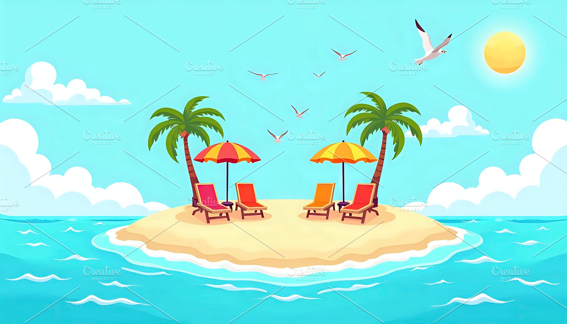 Colorful Summer Island With Beach Um, a Photo by LOGOCREATIVE