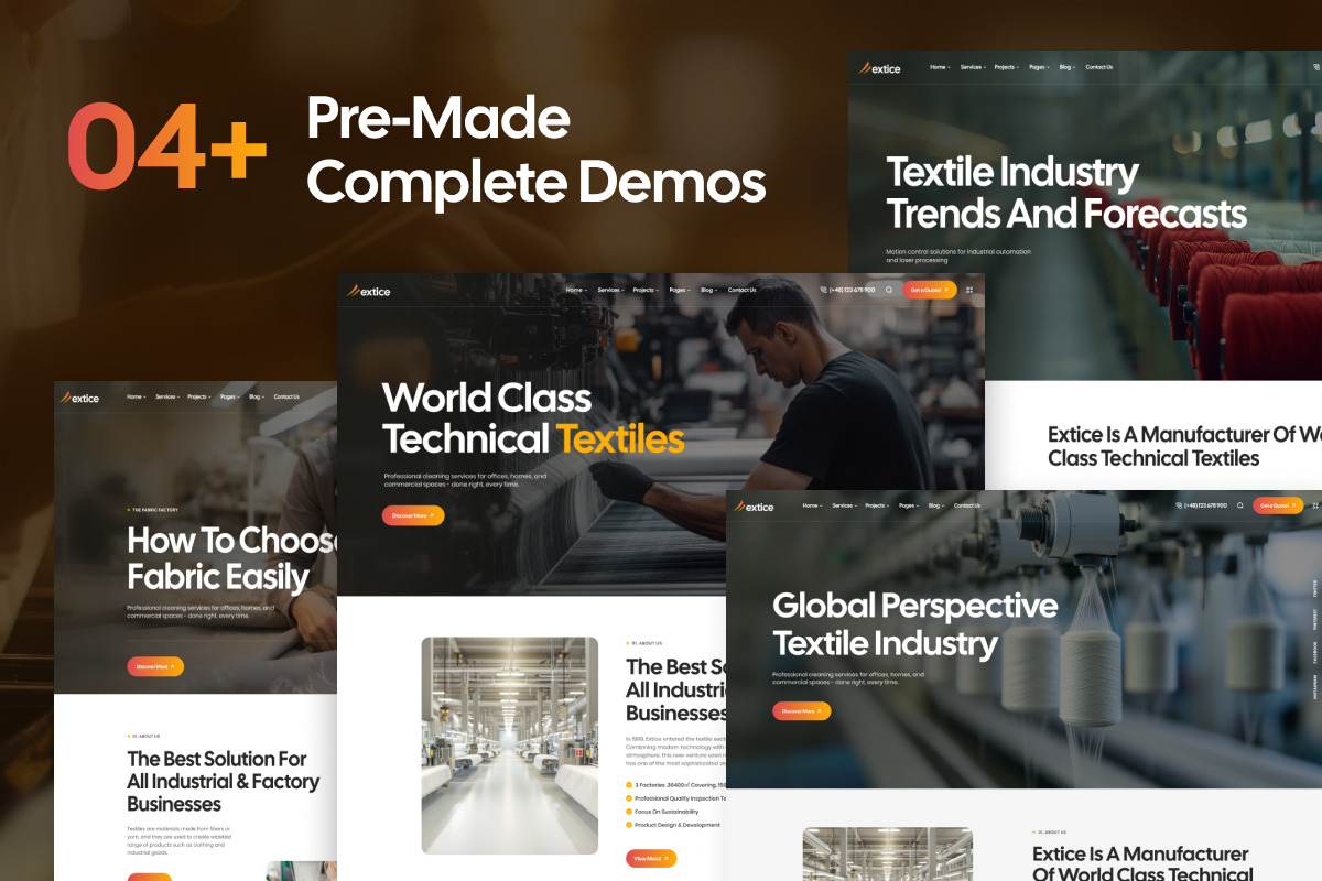 Extice - Textile Industry WordPress, a WordPress Template by Opal Wordpress Theme (Photo 2 of 8)