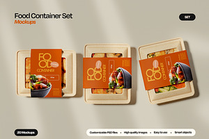 Food Container Packaging Mockup Set, a Cups & Container Mockup by Mego-studio