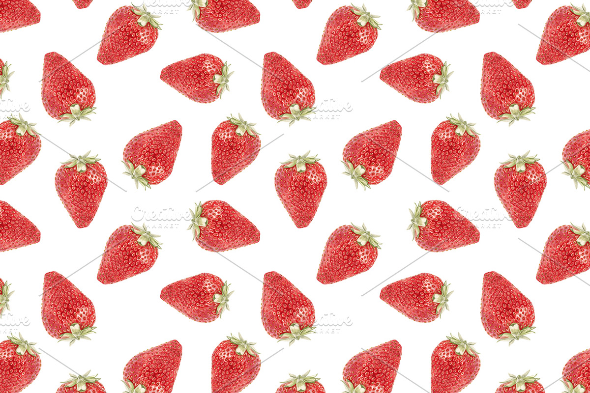 Watercolor strawberry set, a Pattern Graphic by lenavetka87 (Photo 2 of 2)
