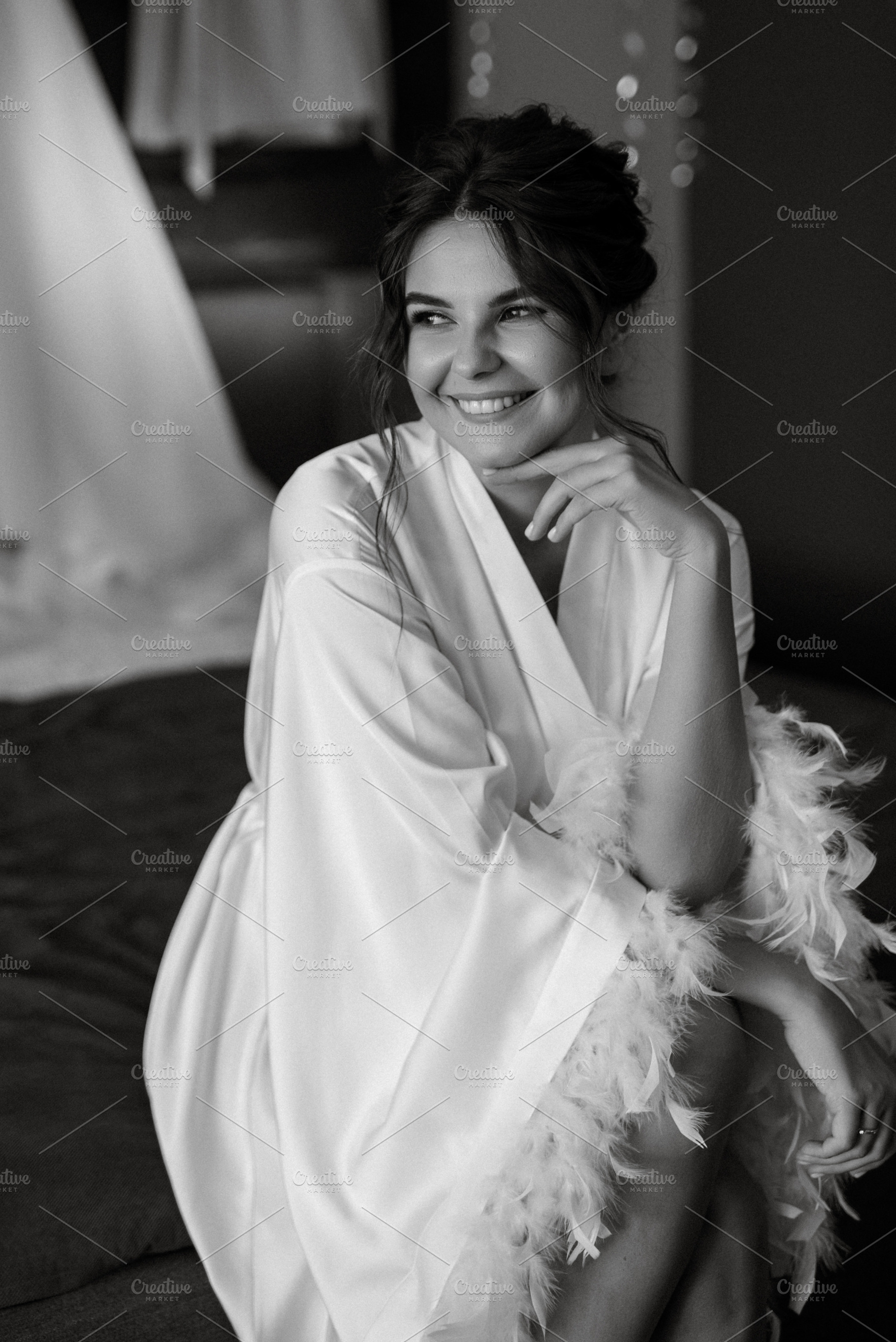 bride young girl in lingerie in the morning in the room, a Person Photo by Weddings, People, Travel