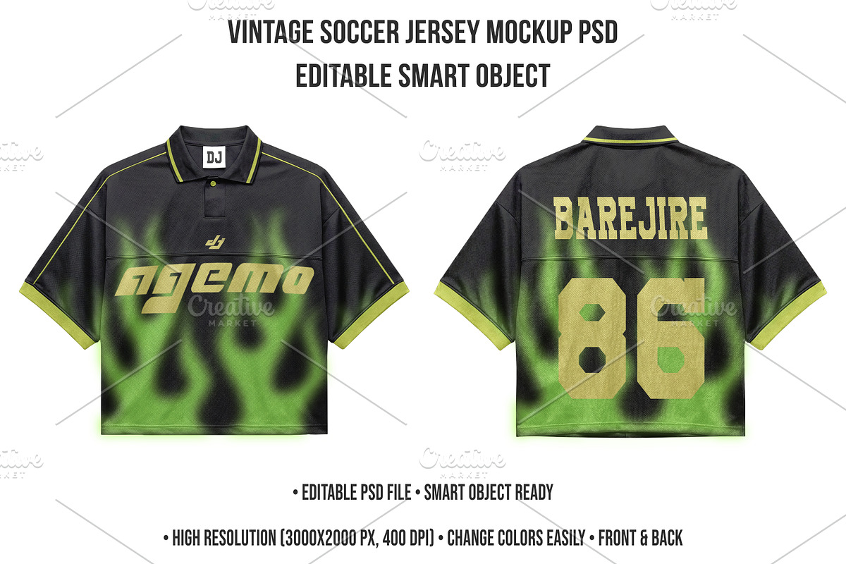 Vintage Soccer Jersey Mockup PSD, a Shirt Mockup by std.badboy (Photo 1 of 4)