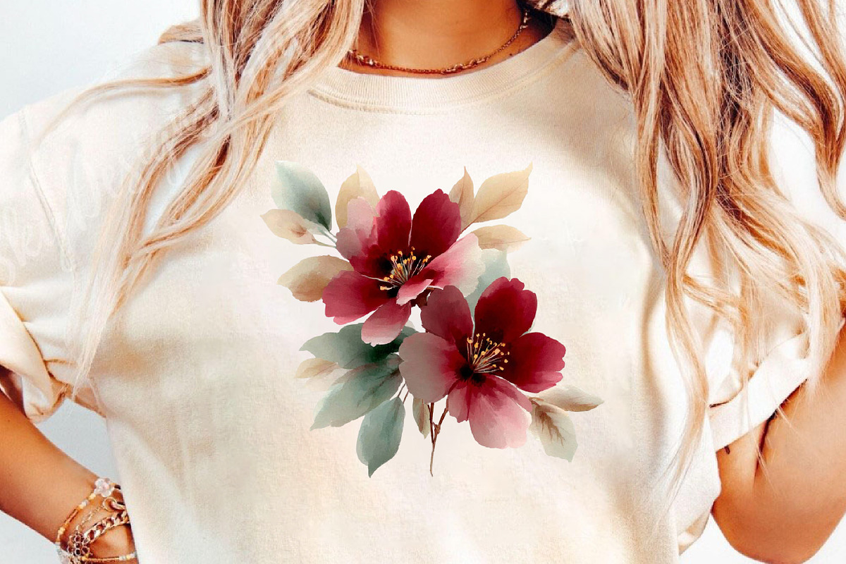 Watercolor Burgundy Florals Png, an Illustration by DreamCafeArt (Photo 4 of 6)