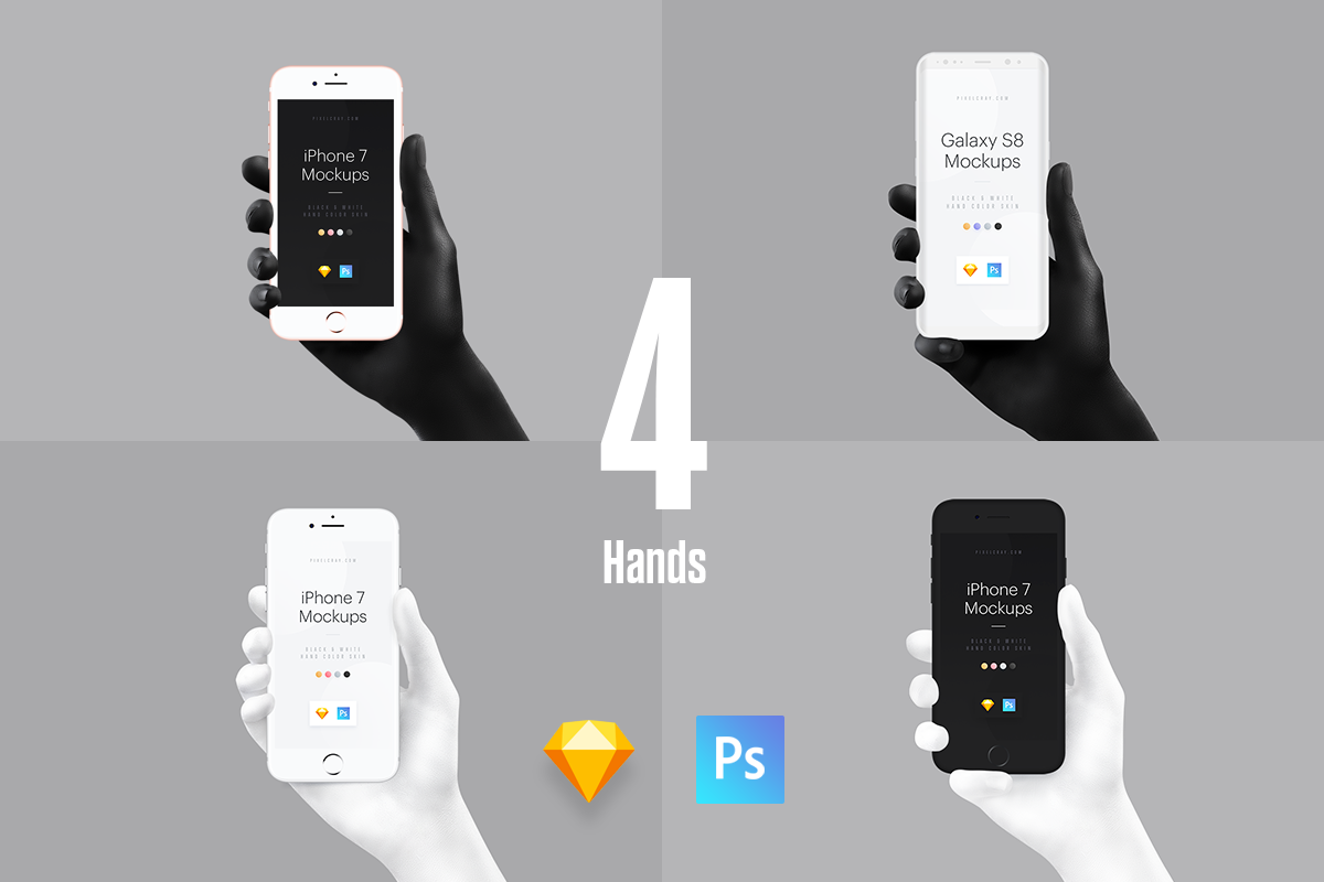 Unicolor & B/W Hands BUNDLE, an iPhone Mockup by Pierre Borodin (Photo 4 of 9)