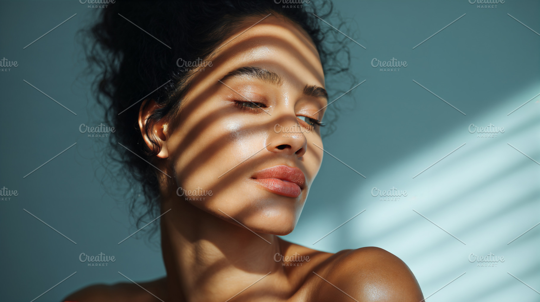 Creative woman portrait showcasing natural light and shadow play on skin, a Person Photo by OSORIOartist