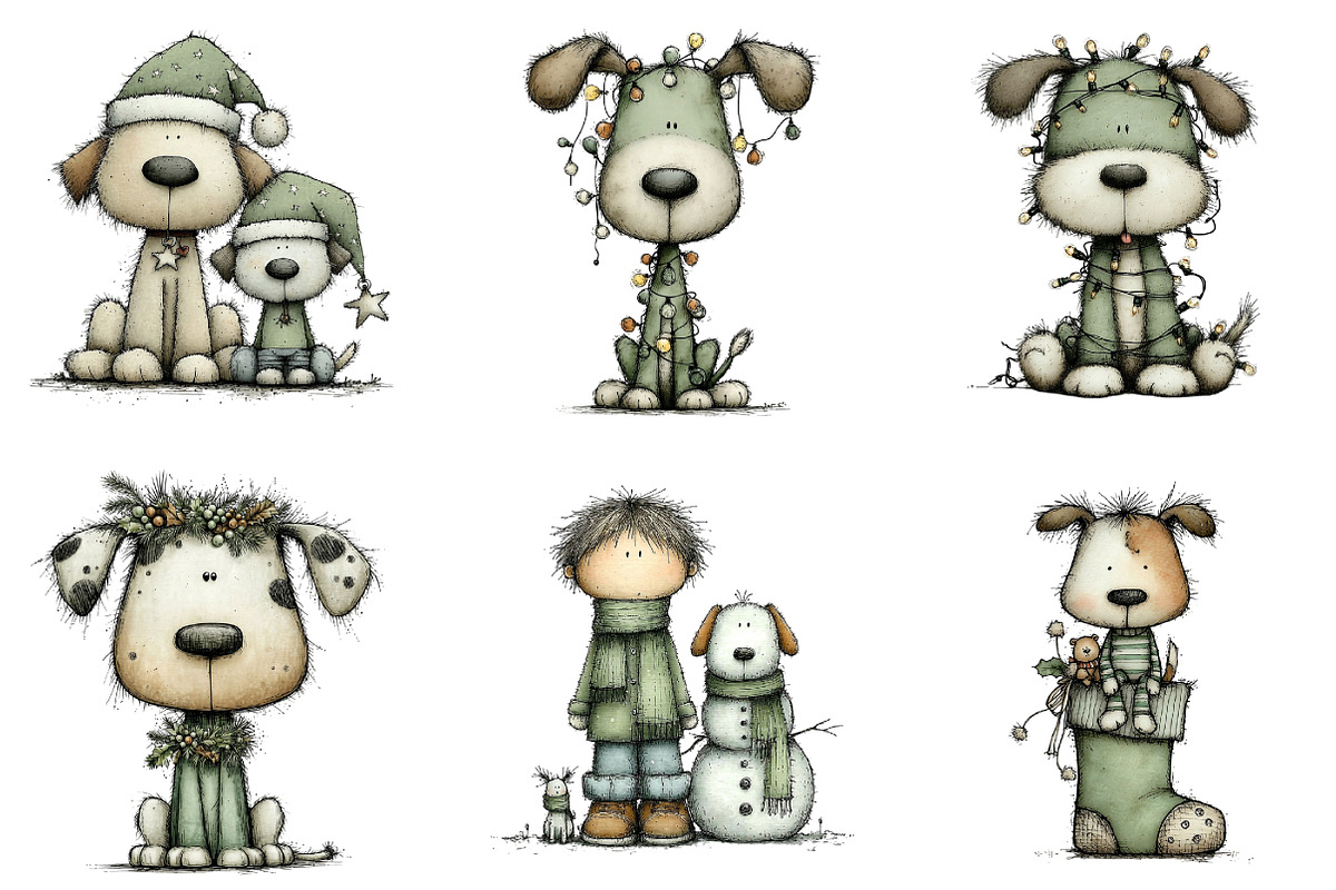 Christmas Dog Happy Clipart, an Illustration by DreamArtGraphic (Photo 4 of 5)