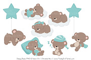 Aqua Sleepy Bears Clipart, an Illustration by Amanda Ilkov (Thumbnail 3 of 5)