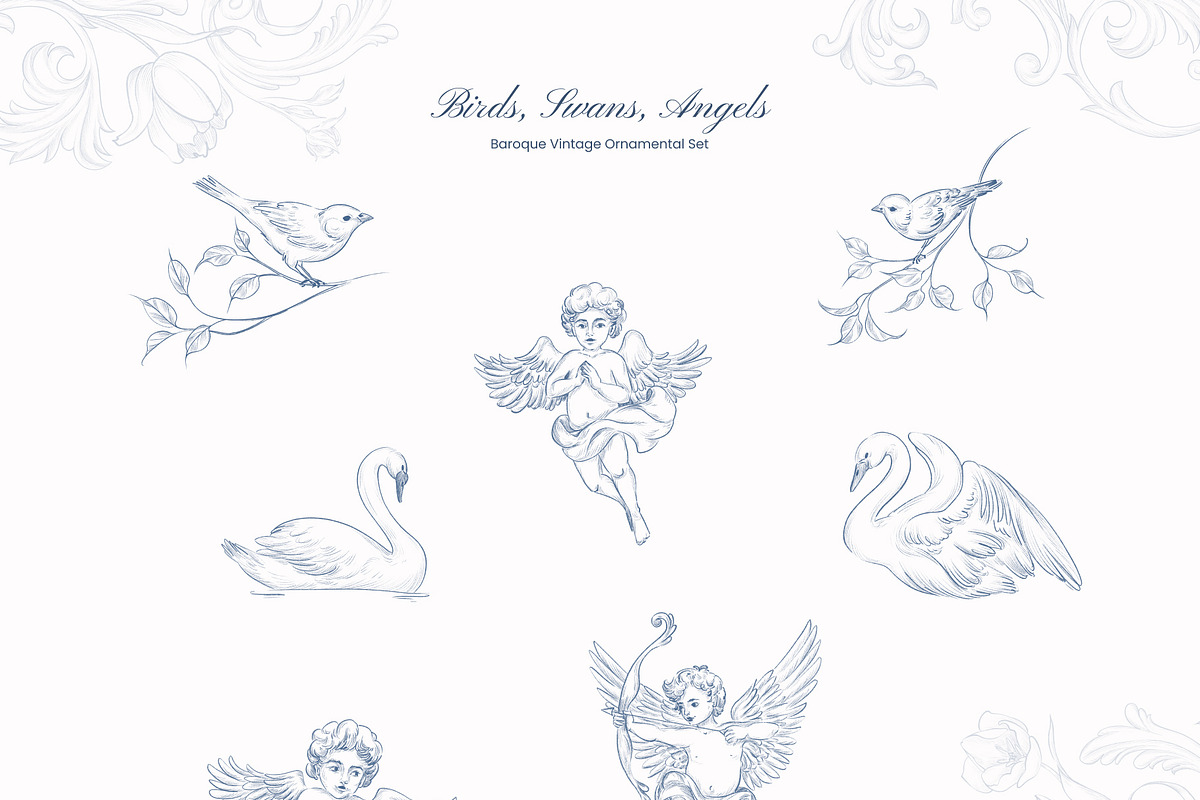 Baroque Vintage Ornamental set, a Decorative Illustration by Yuliia Lashevska (Photo 13 of 19)