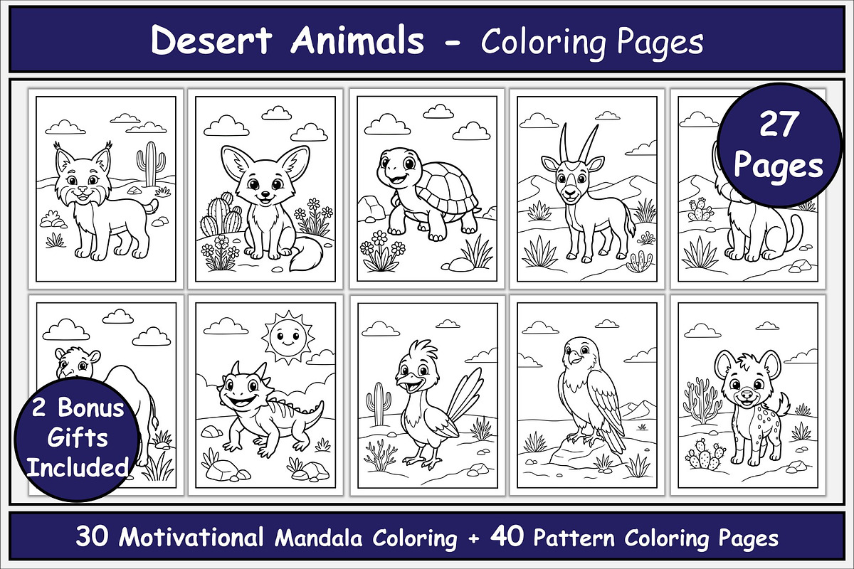 Desert Animals Coloring Pages, an Animal Illustration by Lamia Emad (Photo 1 of 5)