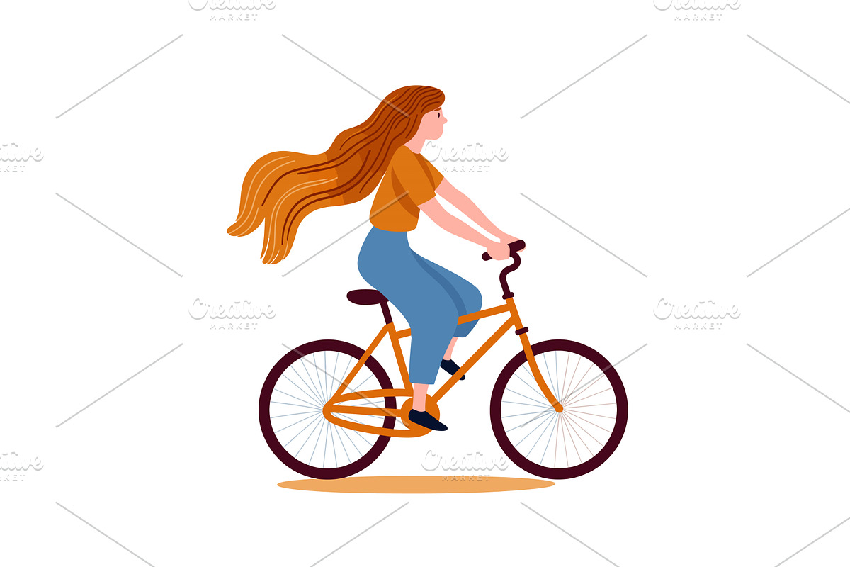 Young woman cycling joyful, healthy, a Sport Illustration by Vectorstockersland