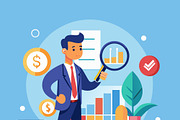 Businessman analyzing financial, a Person Illustration by SouravDesign (Thumbnail 1 of 3)