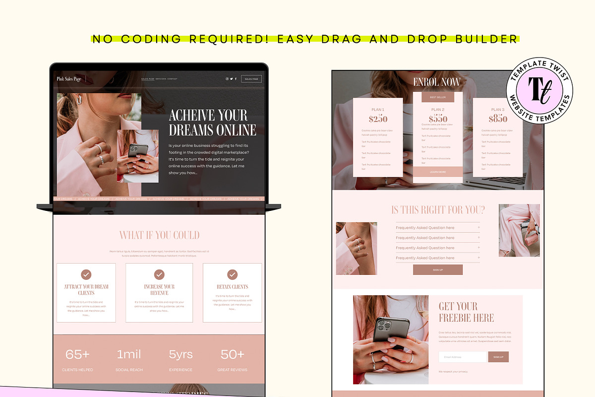 Pink Faceless Sales Page