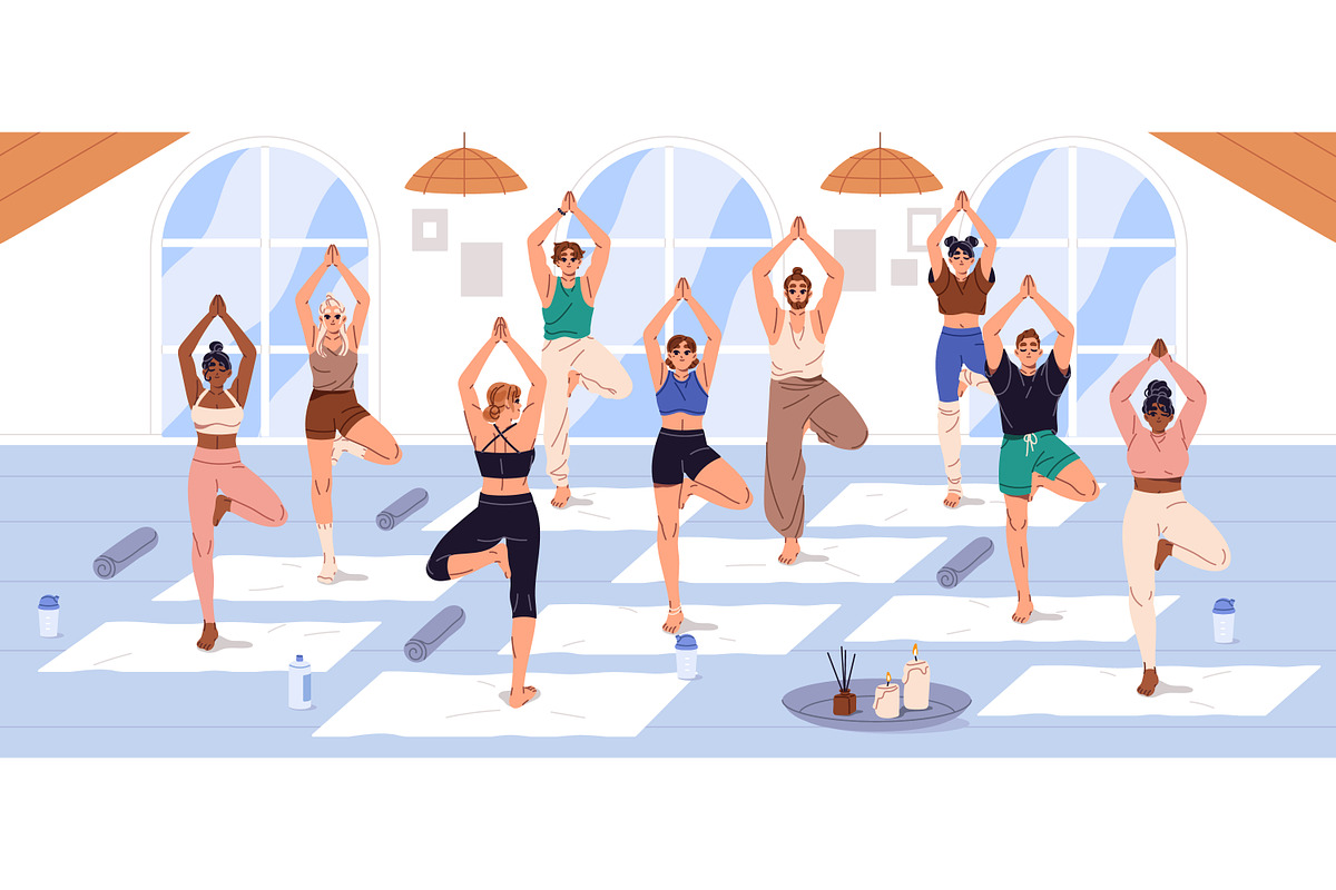 People do exercises at yoga class, a Sport Illustration by PaperTrident (Photo 1 of 3)