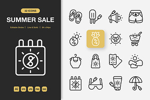 Summer Sale Icons, an Icon by Spacepixel Creative