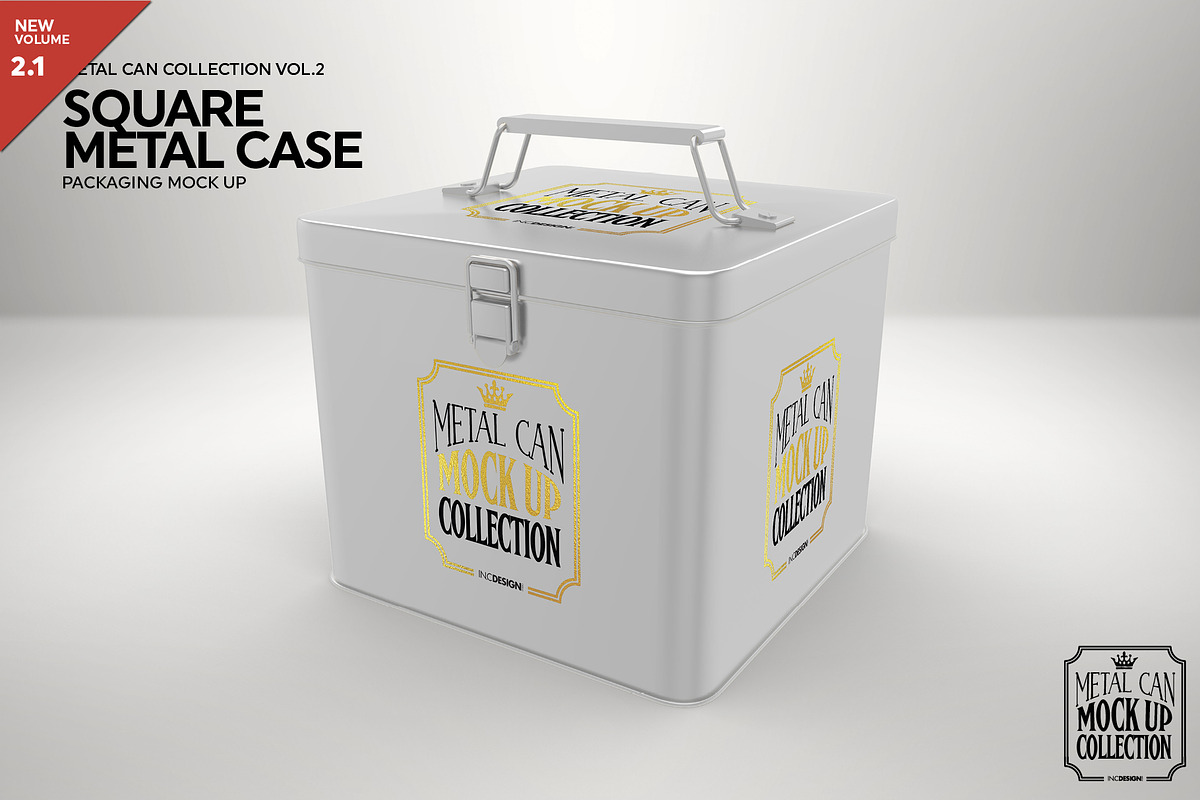 Square Metal Case Mockup, a Packaging Mockup by INCDesign (Photo 1 of 5)