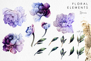 Cold flowers, Watercolor peonies, a Texture Graphic by ollalya (Thumbnail 6 of 16)