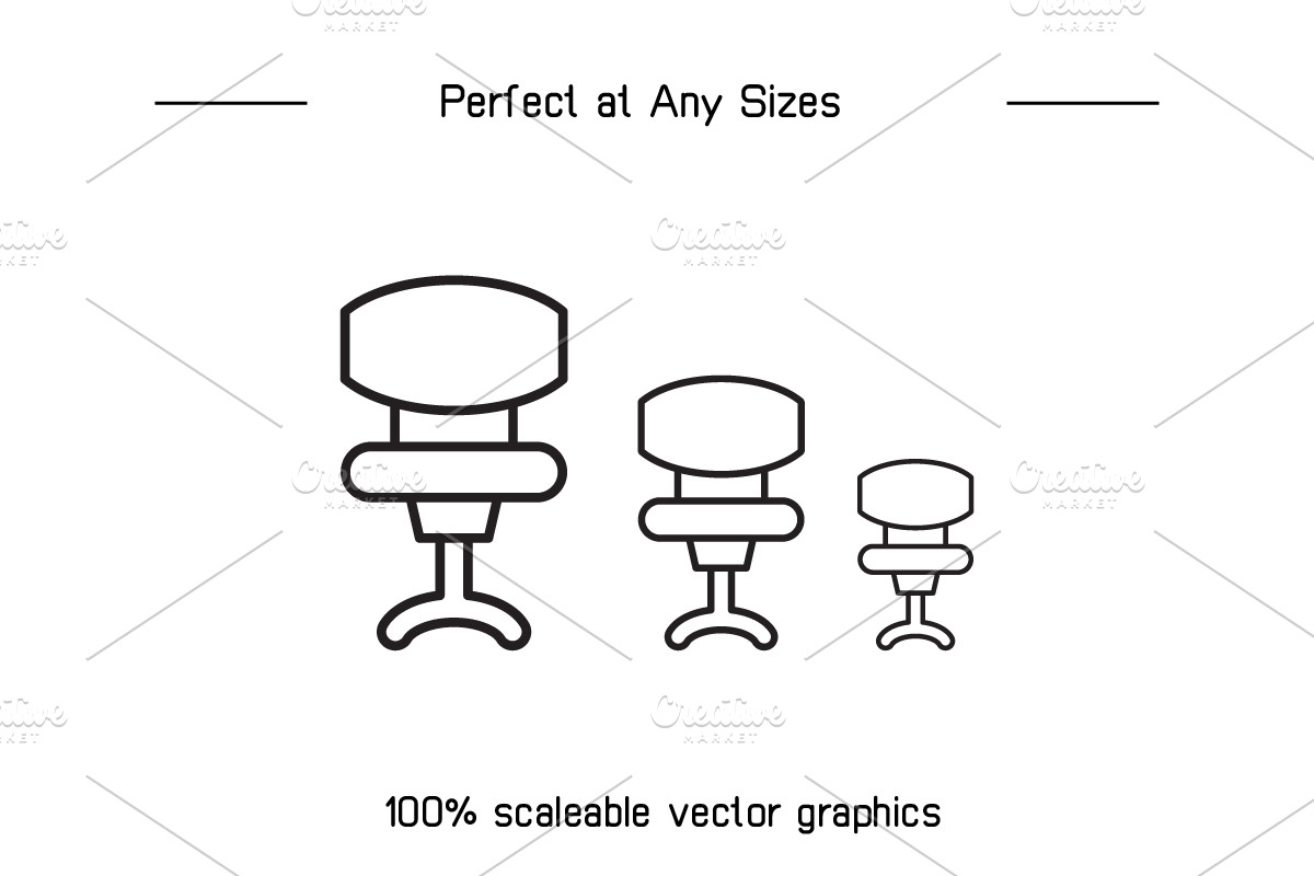 Chair Icons Line Illustration, an Outline Icon by Designfour (Photo 7 of 7)