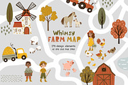Whimsy Farm Map Clipart, a Decorative Illustration by Jenny Quince (Thumbnail 1 of 13)