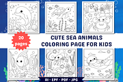 Cute Sea Animals Coloring Page, an Animal Illustration by Salaly (Thumbnail 1 of 5)