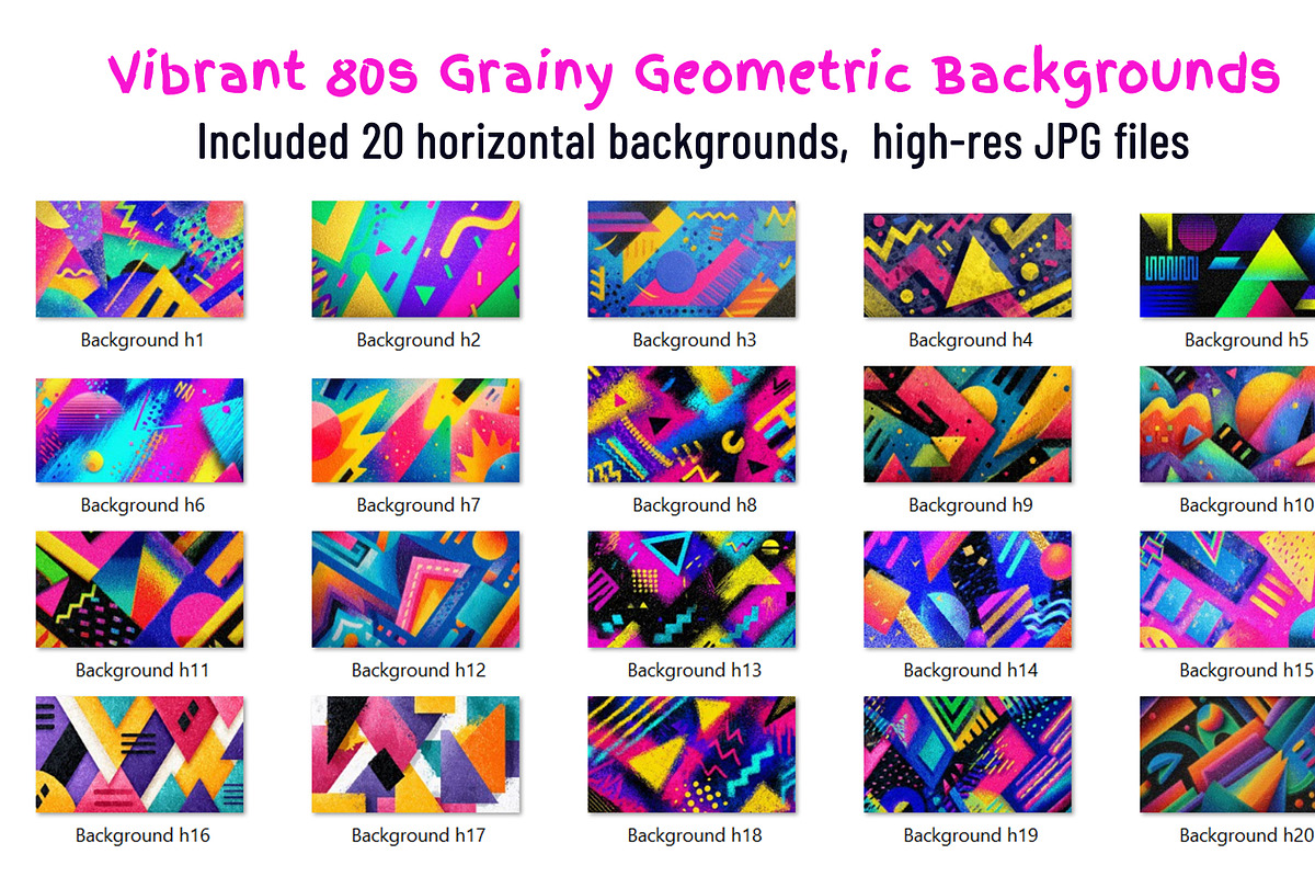 Vibrant 80s Retro Grainy Backgrounds, a Background Graphic by ArtIrisArt (Photo 2 of 5)