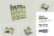 Modern Menu Mockup For Branding, an Advertising Mockup by bimockup (Thumbnail 1 of 6)