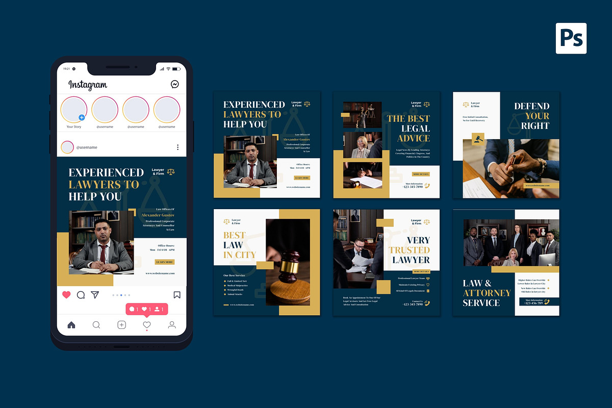 Lawyer & Firm Instagram Post, a Social Media Template by CavenArt (Photo 3 of 5)