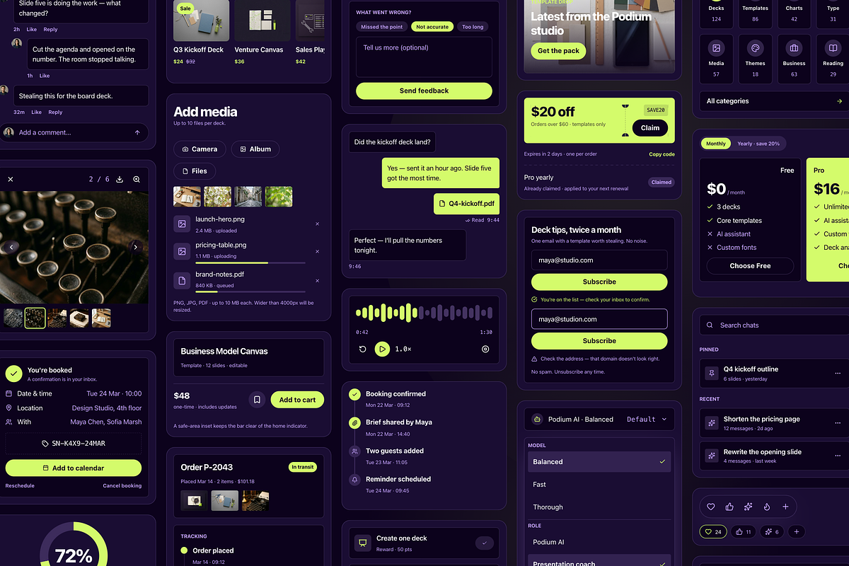 Podium Figma UI Kit: 92 Blocks, Dark, an UI Kit Template by lynnn423 (Photo 4 of 5)
