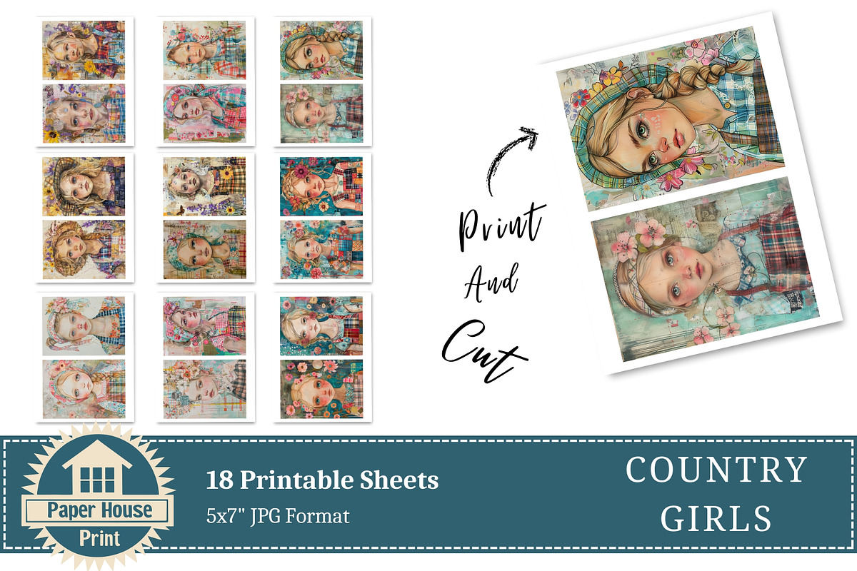Country Girls Junk Journal Pages, an Illustration by NiiiNArt (Photo 6 of 8)