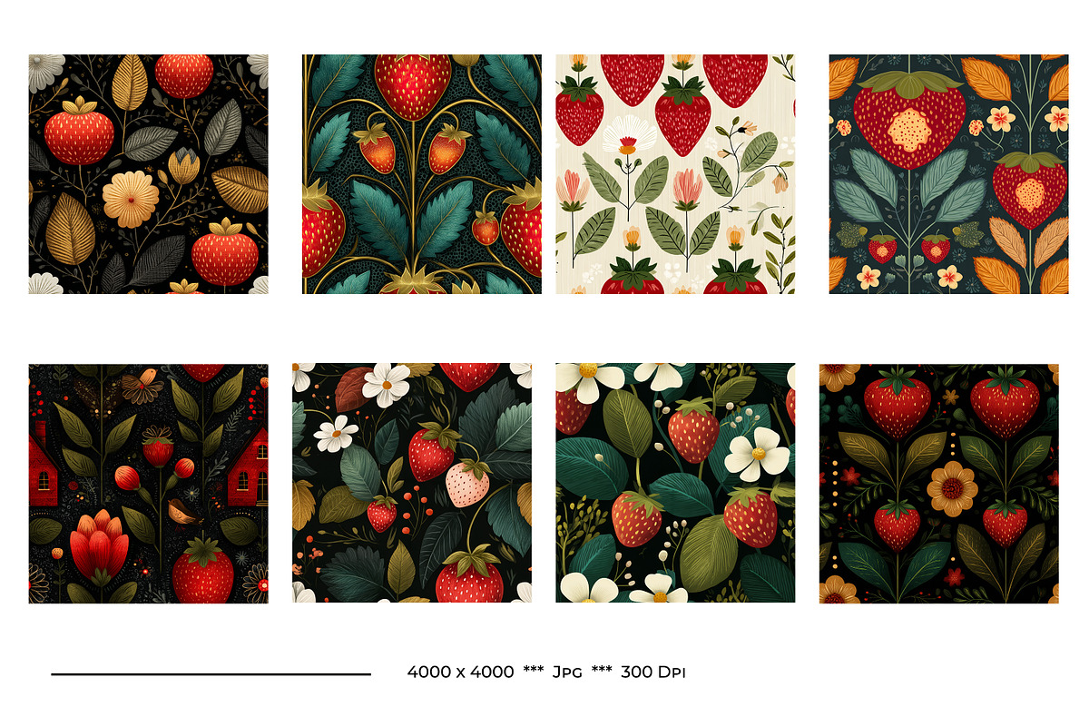 Strawberry Retro Art Style Patterns, a Pattern Graphic by karenfoleyphoto (Photo 12 of 16)