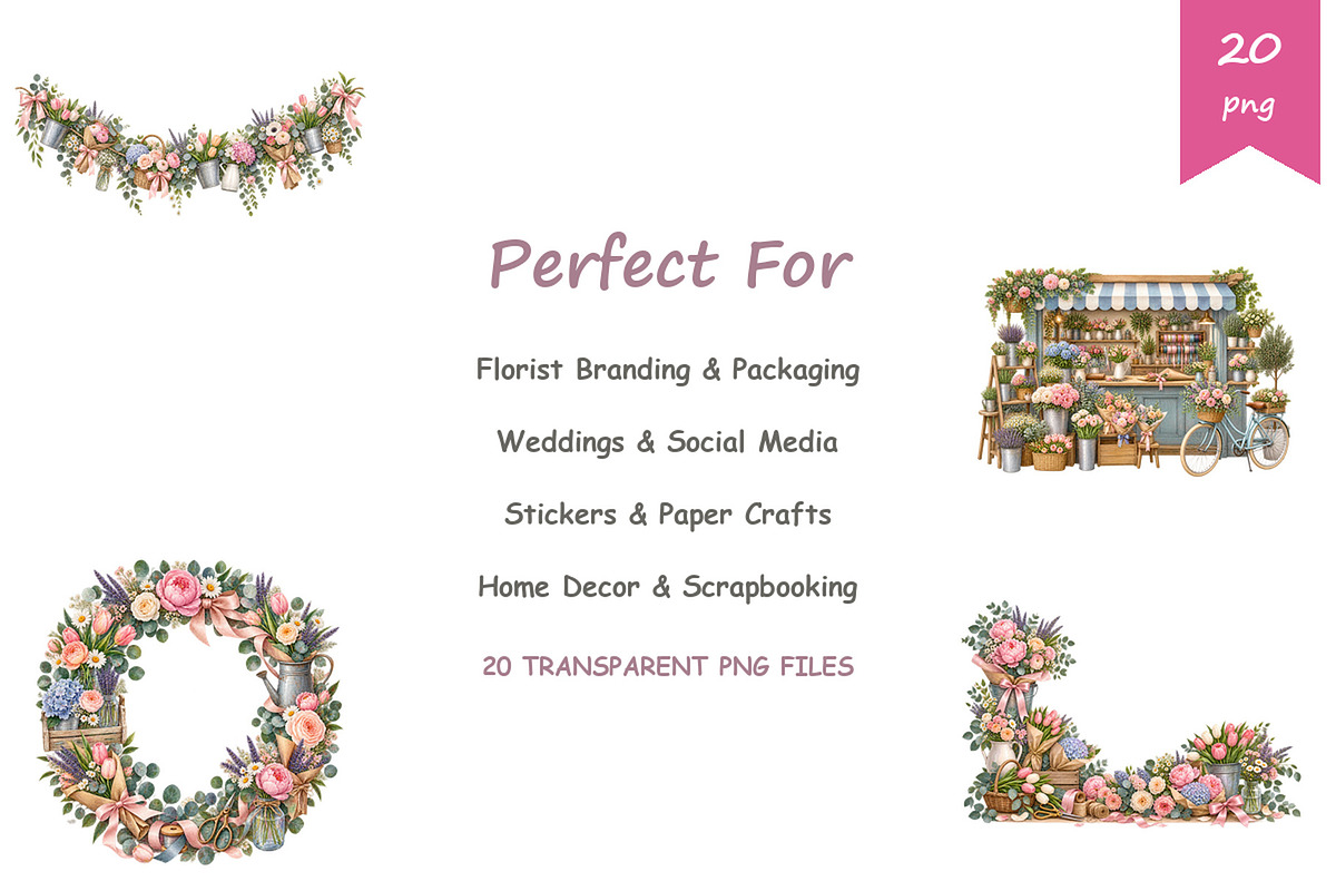 Watercolor Flower Shop Clipart, a Decorative Illustration by BerryPieArt (Photo 4 of 4)
