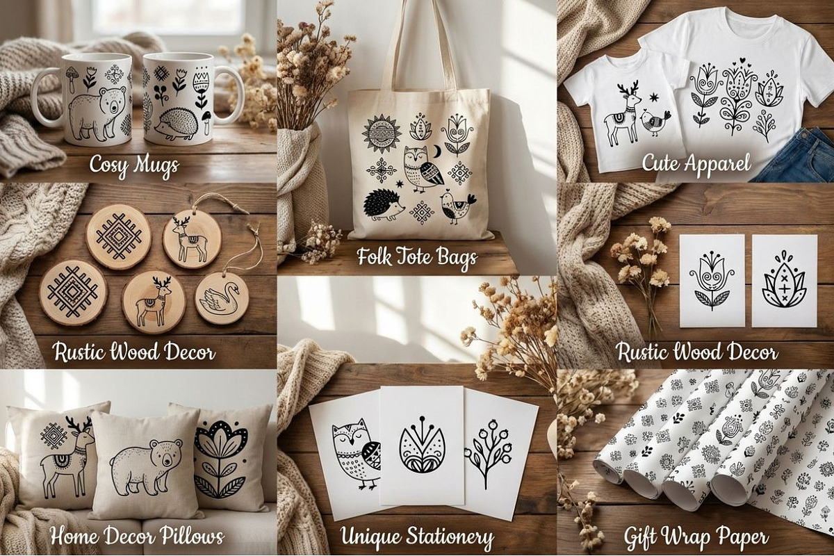 Folk Art Animal Clipart Bundle, an Animal Illustration by PassionPNGcreation (Photo 5 of 5)