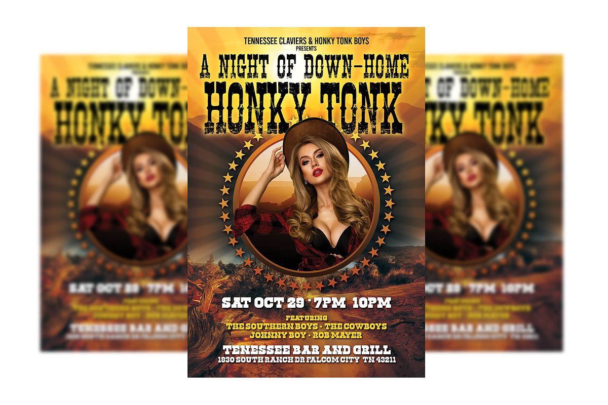 Honky Tonk Night Flyer Template, a Flyer Template by Four C Graphic