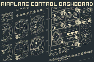 Airplane Control Dashboard Set, a Technology Illustration by Blacklight