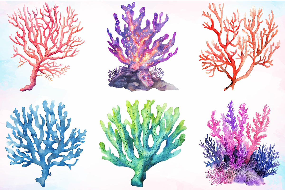 Watercolor Coral Reef Clipart Bundle, an Illustration by Canvas Craft (Photo 2 of 4)
