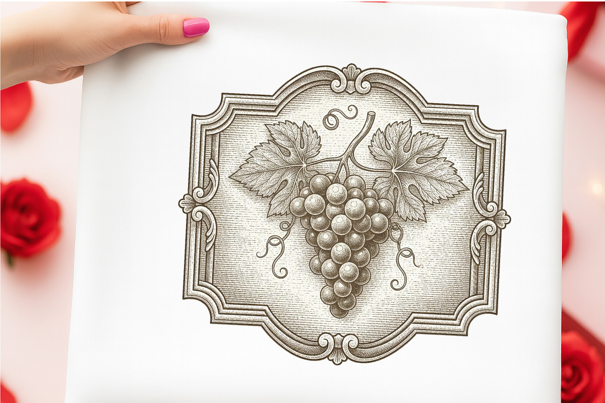 Vintage Grapes Label Printable, an Illustration by GatewayDesign (Photo 5 of 6)