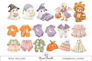 Watercolor Little Boo Clipart, a Decorative Illustration by MockupWizard (Thumbnail 2 of 5)