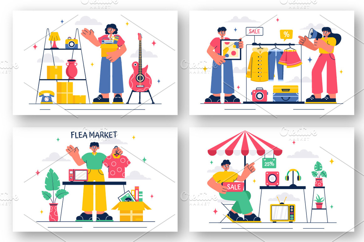 10 Flea Market Shopping Illustration, a Person Illustration by denayunebgt (Photo 2 of 4)